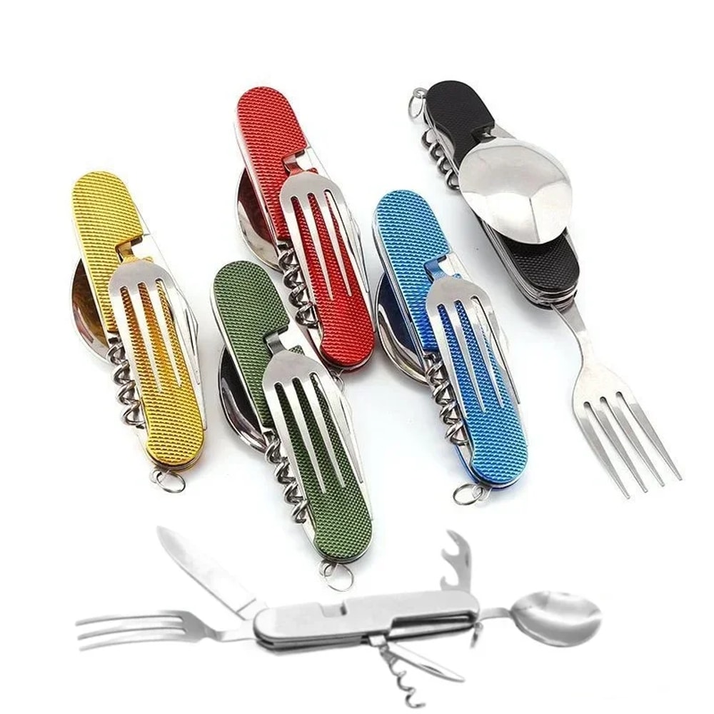 MultiFunctional Foldable Camping Utensil Set Knife Fork Spoon Combo For Outdoor Picnic Camping Spor 1