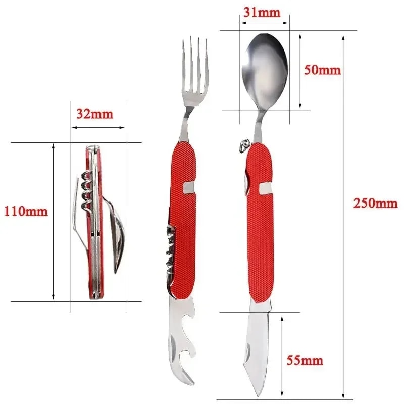 MultiFunctional Foldable Camping Utensil Set Knife Fork Spoon Combo For Outdoor Picnic Camping Spor 3