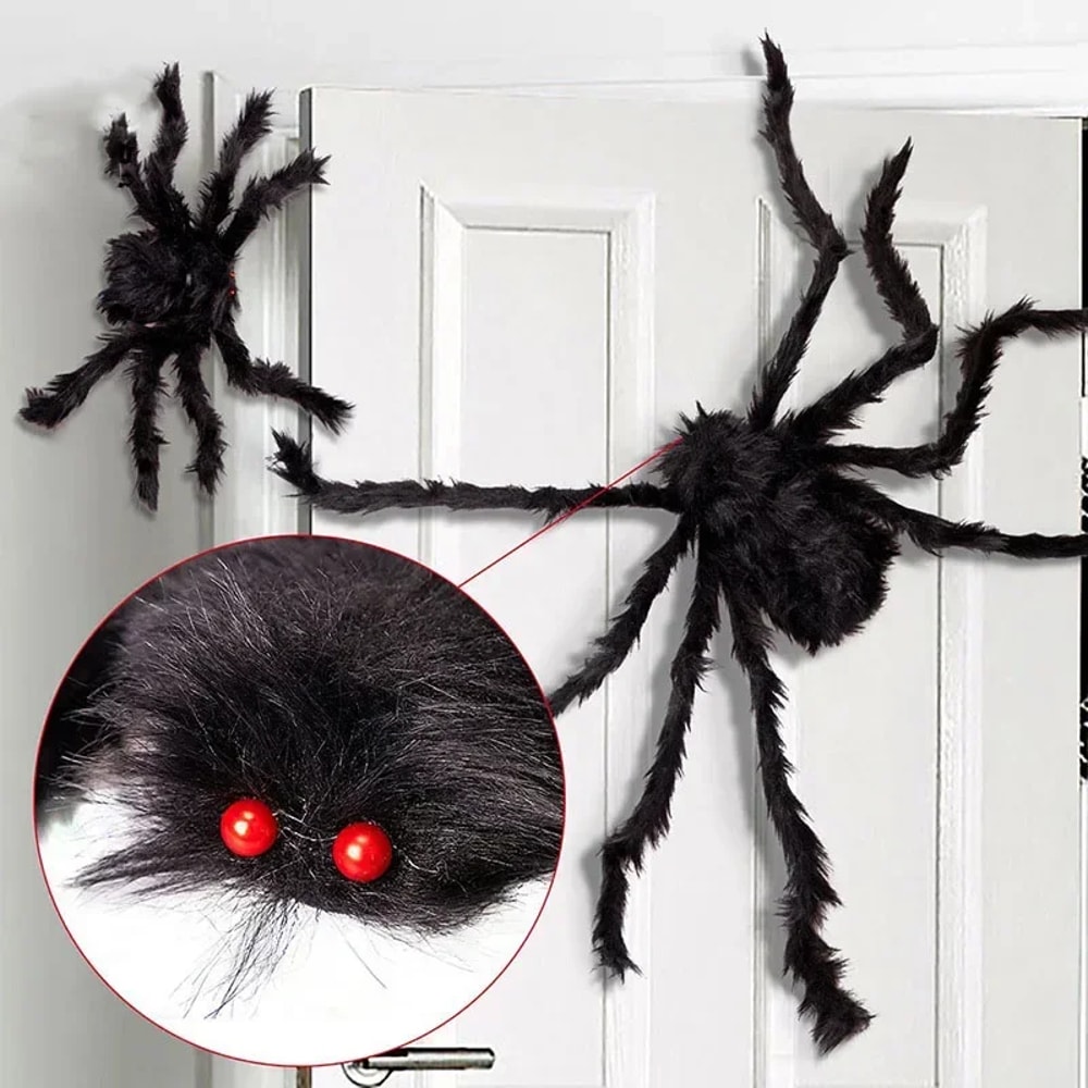 Giant Plush Spider Wire Plush Black And Multicolour Style For Party Or Halloween Decoration 1