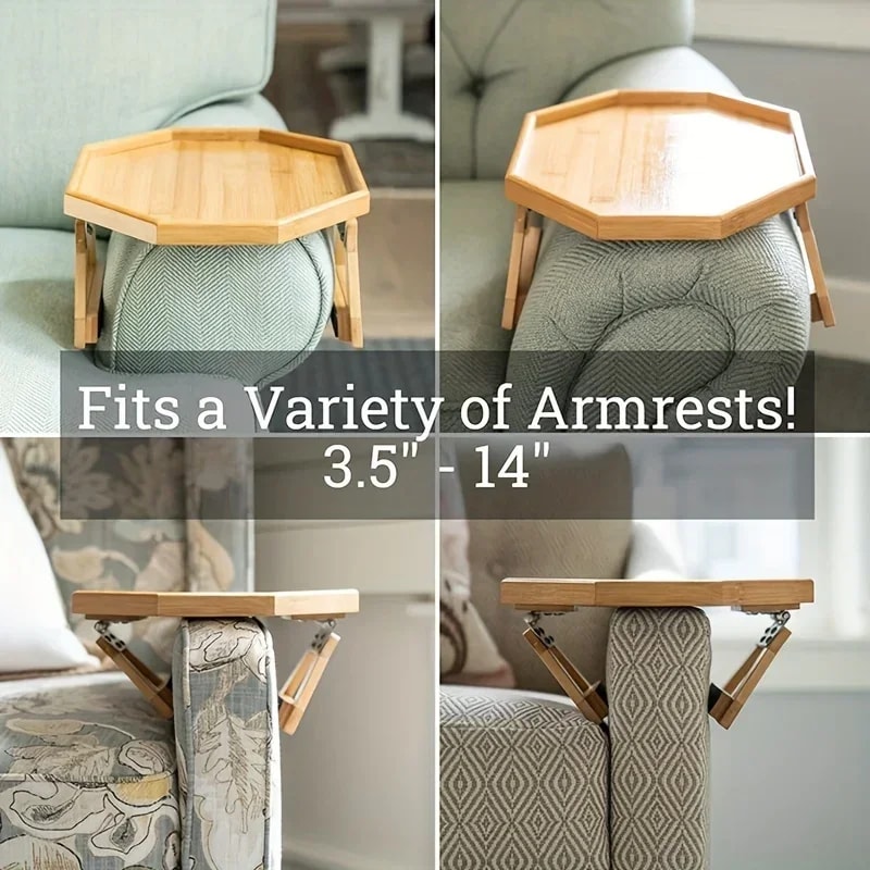 Foldable Wooden Sofa Tray Armrest Table Round Rhombus Rectangle Snack Groceries Tray 3