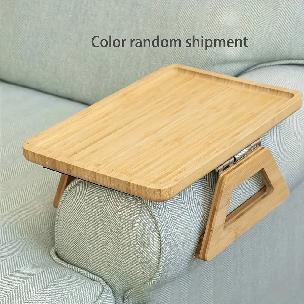 Foldable Wooden Sofa Tray Armrest Table Round Rhombus Rectangle Snack Groceries Tray 4