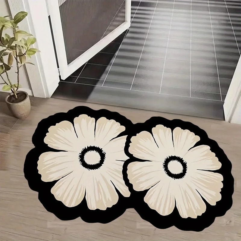 Super Absorbent Diatomaceous Floor Mat Flower Pattern NonSlip Bathroom Carpet Rug AntiFouling 2
