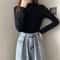 Cozy Slim Fit Women Half Turtleneck Long Sleeve Top Elegant Korean Casual Style For Autumn Winter W 3