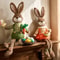 Creative Handmade Bunny Figurine Unique Fabric Rabbit Ornament for Mantel Shelf Home Accent Gift