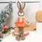 Creative Handmade Bunny Figurine Unique Fabric Rabbit Ornament for Mantel Shelf Home Accent Gift