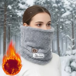 warm windproof neck gaiter cozy thick fleece knitted scarf winter headwear for men women outdoor running skiing.