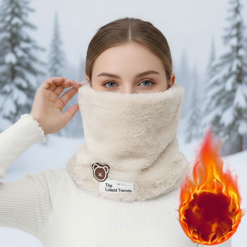 Warm Windproof Neck Gaiter Cozy Thick Fleece Knitted Scarf Winter Headwear For Men Women Outdoor Ru 1