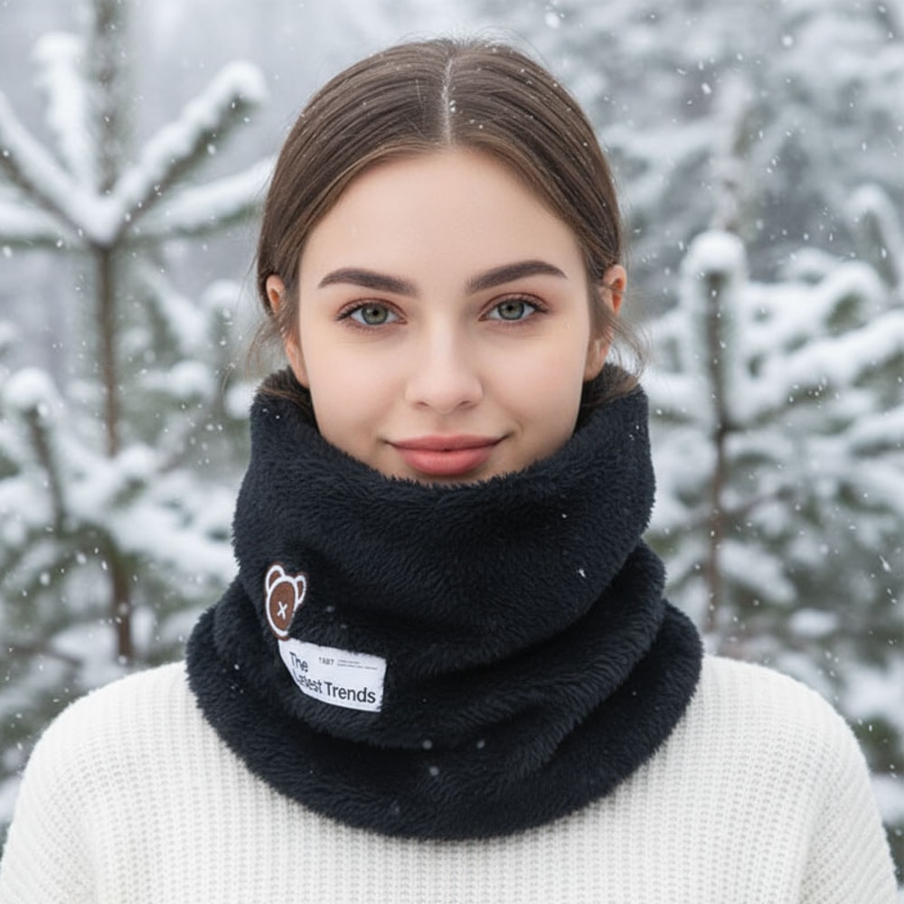 Warm Windproof Neck Gaiter Cozy Thick Fleece Knitted Scarf Winter Headwear For Men Women Outdoor Ru 2