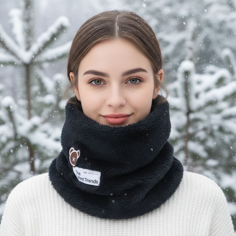 Warm Windproof Neck Gaiter Cozy Thick Fleece Knitted Scarf Winter Headwear For Men Women Outdoor Ru 2