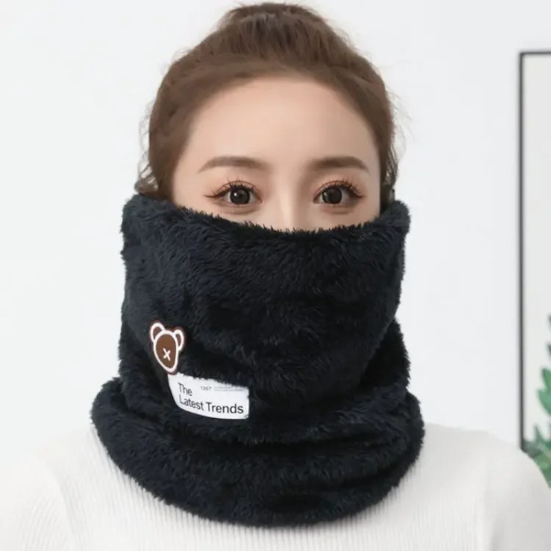Warm Windproof Neck Gaiter Cozy Thick Fleece Knitted Scarf Winter Headwear For Men Women Outdoor Ru 6