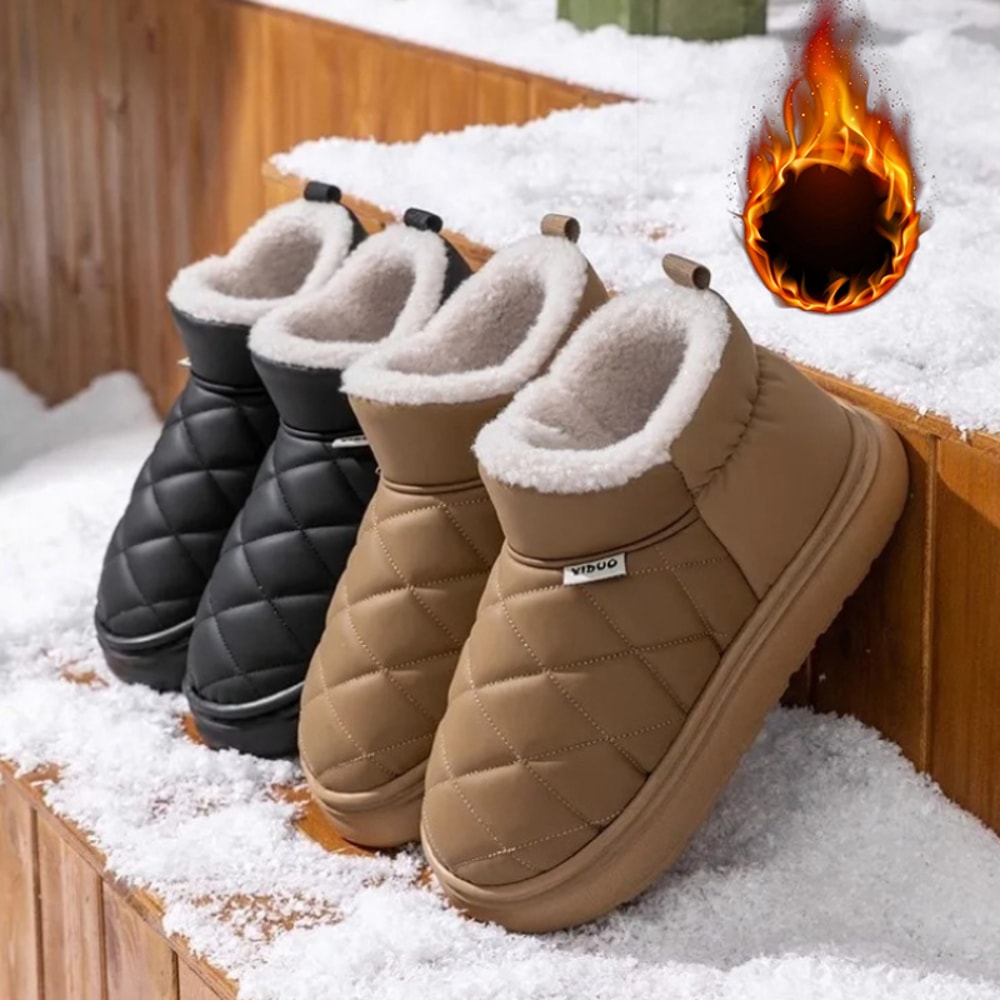 Slip Resistant Waterproof Winter Snow Boots for Women with Fur Lining and Outdoor Traction Sole