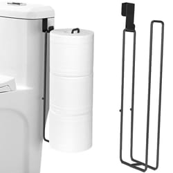 black iron self-adhesive toilet paper holder with towel bar no-drill wall mount bathroom tissue rack for easy storage