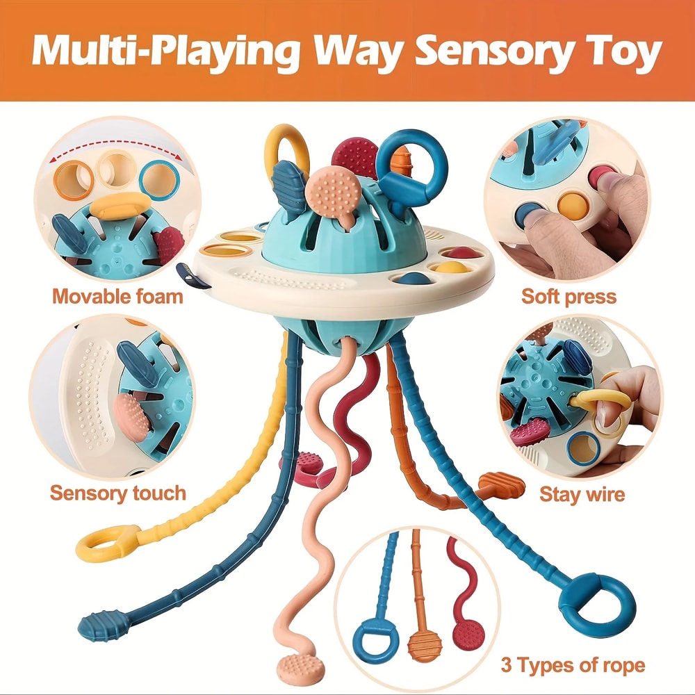 Fidget Travel Toys Grade Silicone Push And Pull String Montessori Sensory Toys For Toddlers 2