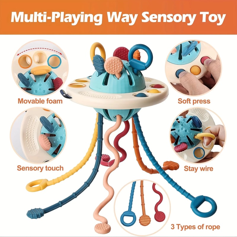 Fidget Travel Toys Grade Silicone Push And Pull String Montessori Sensory Toys For Toddlers 2