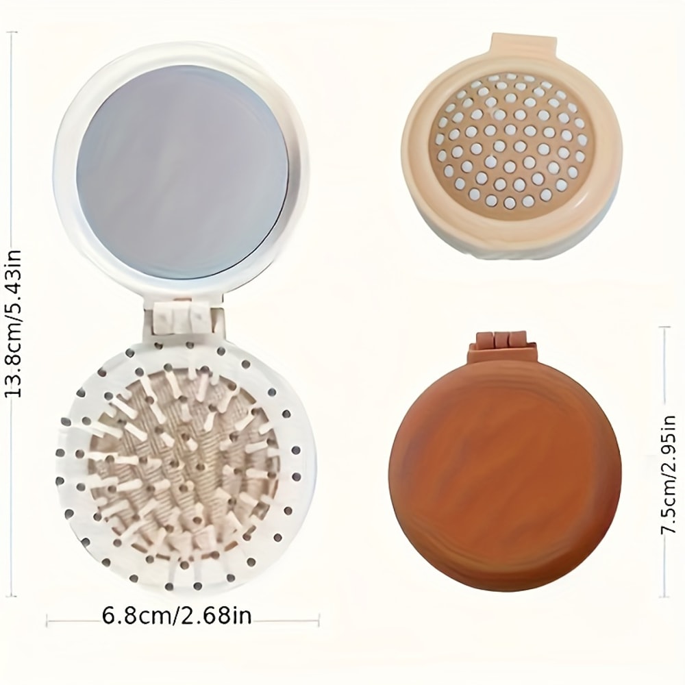 Lightweight Plastic Mini Portable Folding Travel Hair Brush With Mirror Dual Fold Design For Outdoo 3