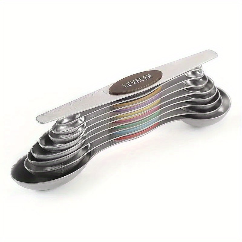 Stainless Steel Double Headed Measuring Spoon Set With Magnetic Suction And Scale 1