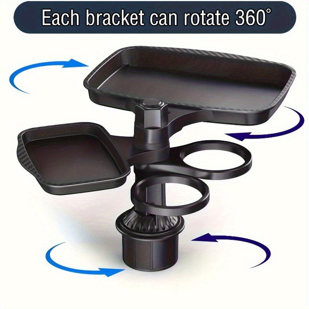 Sturdy Base Detachable Car Cup Holder Tray With Expandable Food Table For Long Road Trips 1