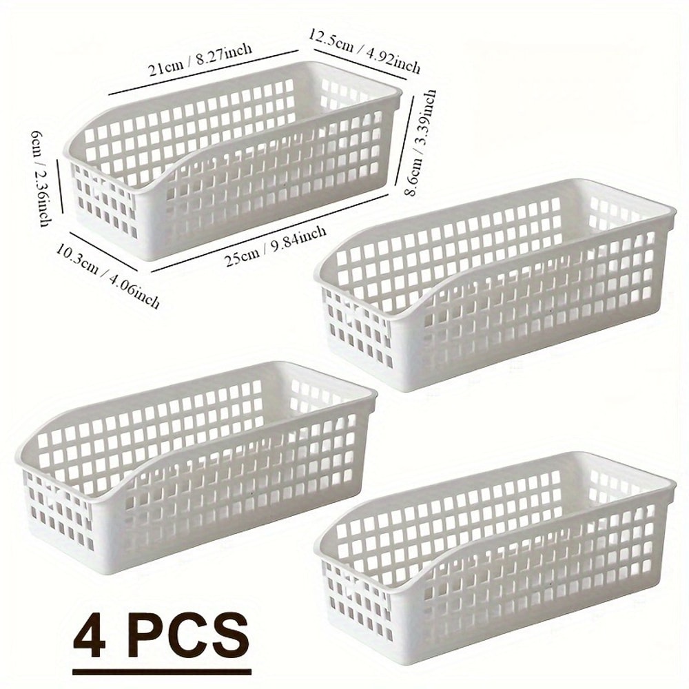 4pcs Stackable Storage Basket SetMultifunctional Plastic Storage BoxSuitable For Books SnacksetcIde 1