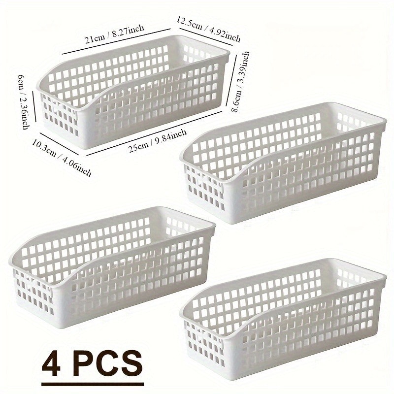 4pcs Stackable Storage Basket SetMultifunctional Plastic Storage BoxSuitable For Books SnacksetcIde 1