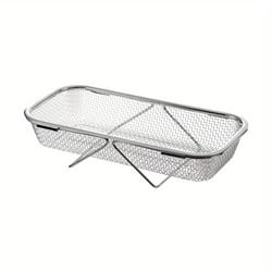 over sink stainless steel colander, telescopic handle metal mesh strainer basket for fruits and vegetables