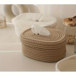 stylish hand-woven fabric tissue box holder washable multifunctional storage lightweight for face towels napkins on home
