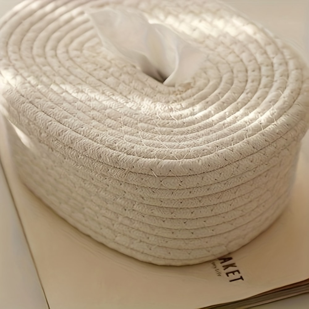 Stylish HandWoven Fabric Tissue Box Holder Washable Multifunctional Storage Lightweight For Face To 2