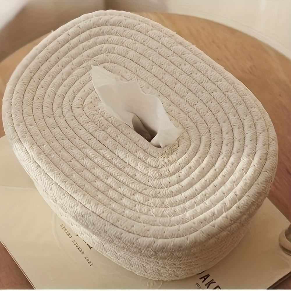 Stylish HandWoven Fabric Tissue Box Holder Washable Multifunctional Storage Lightweight For Face To 5