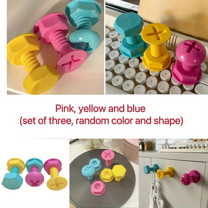 Creative Wall Hooks Screws Adhesive Hooks Behind Doors No Punching Clothes Hooks Strong Adhesive Fo 3