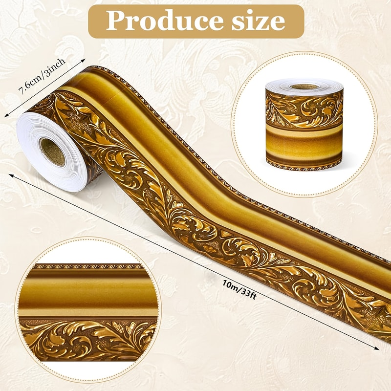 Gold Photo Frame DIY Poster Border Stickers Fashion SelfAdhesive Border Decorative Sticker 5