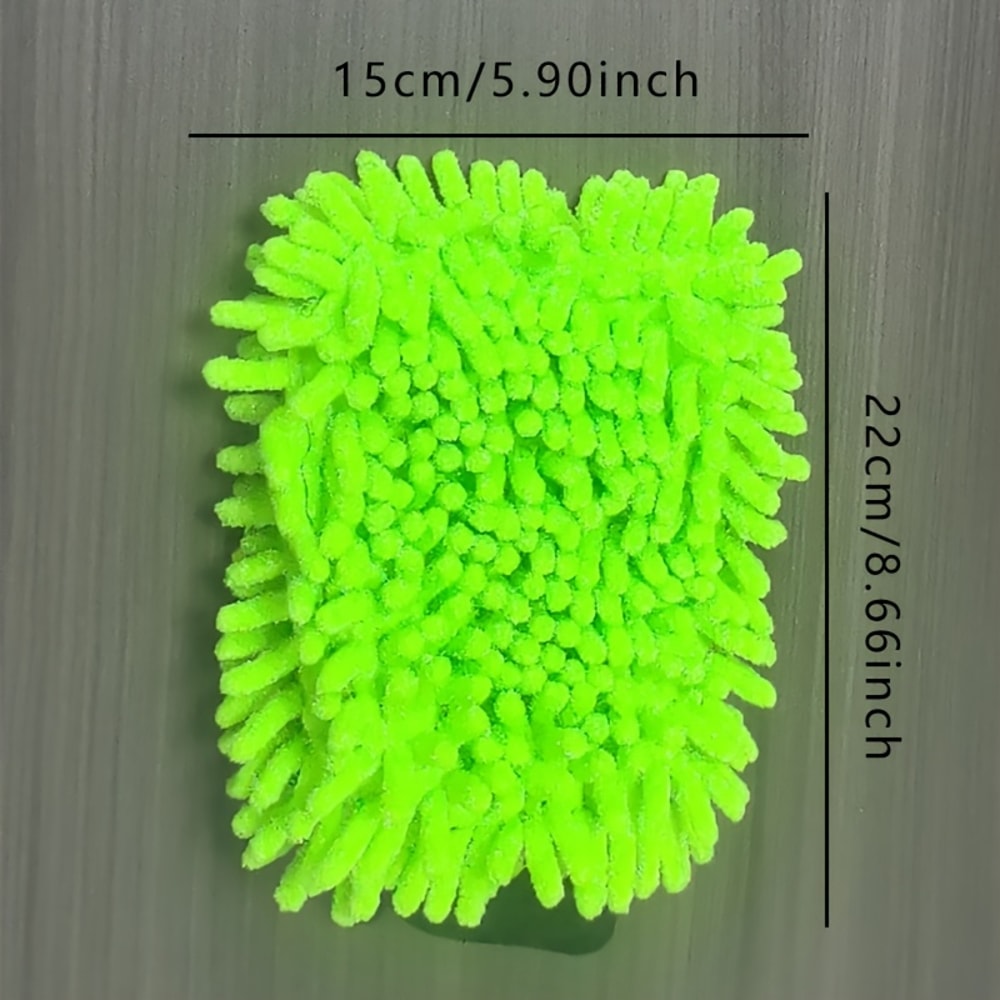 HighQuality Car Cleaning Microfiber Gloves LintFree ScratchFree Green Car Wash Gloves 4