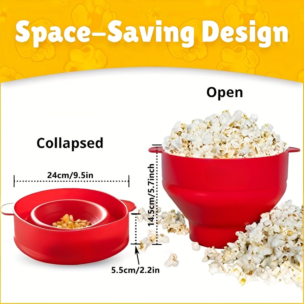 Microwave Popcorn Maker Large Capacity Foldable Silicone Bowl Dishwasher Safe For Perfect Family 0