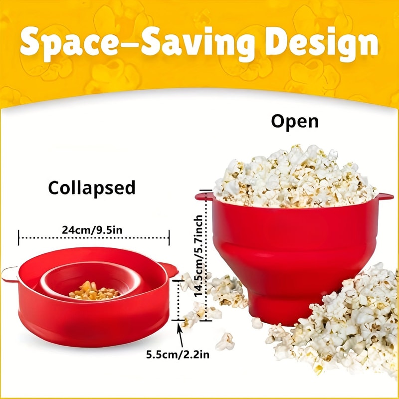 Microwave Popcorn Maker Large Capacity Foldable Silicone Bowl Dishwasher Safe For Perfect Family 0