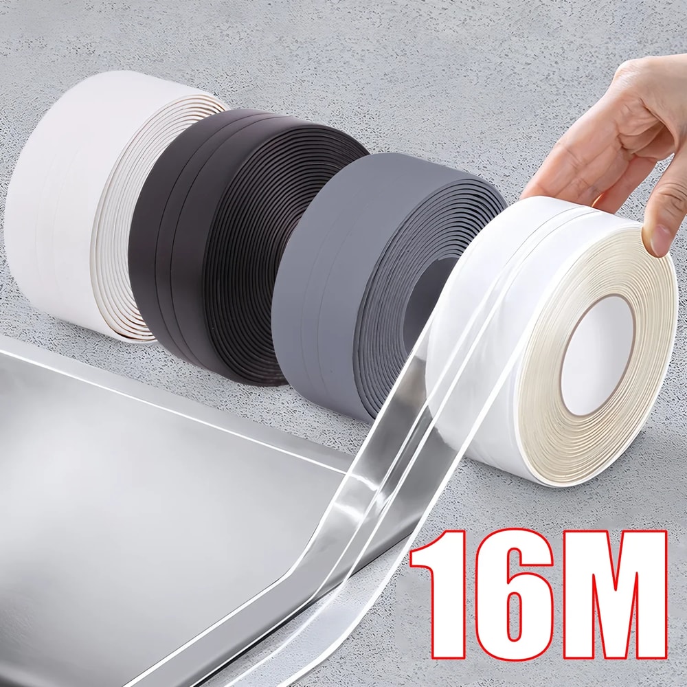Self Adhesive PVC Waterproof Sealing Tape Strips Bathroom Shower Wall Sticker Mold Proof Kitchen Sink Caulk Strip