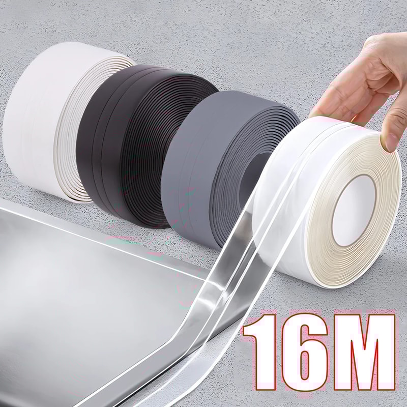 Self Adhesive PVC Waterproof Sealing Tape Strips Bathroom Shower Wall Sticker Mold Proof Kitchen Sink Caulk Strip