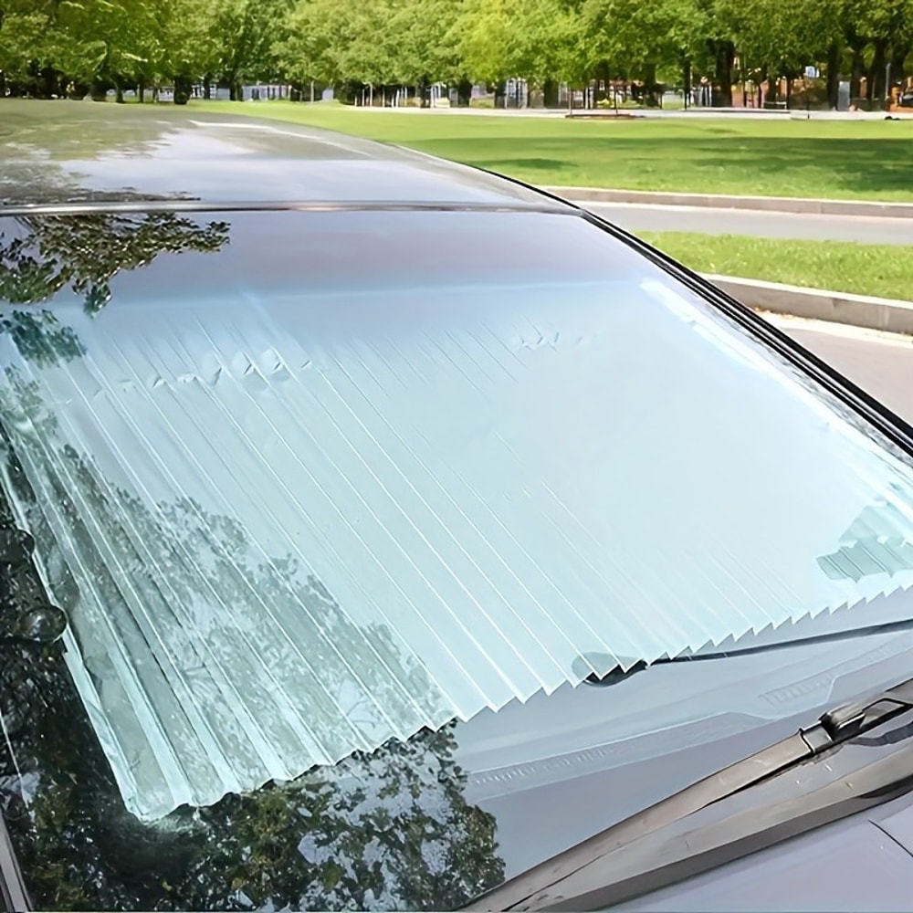 Automatic Retractable Car Sunshade Easy Install UV Protection Heat Insulation Adhesive Curtain 3