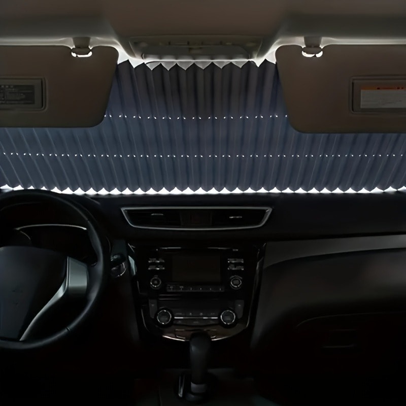 Automatic Retractable Car Sunshade Easy Install UV Protection Heat Insulation Adhesive Curtain 4