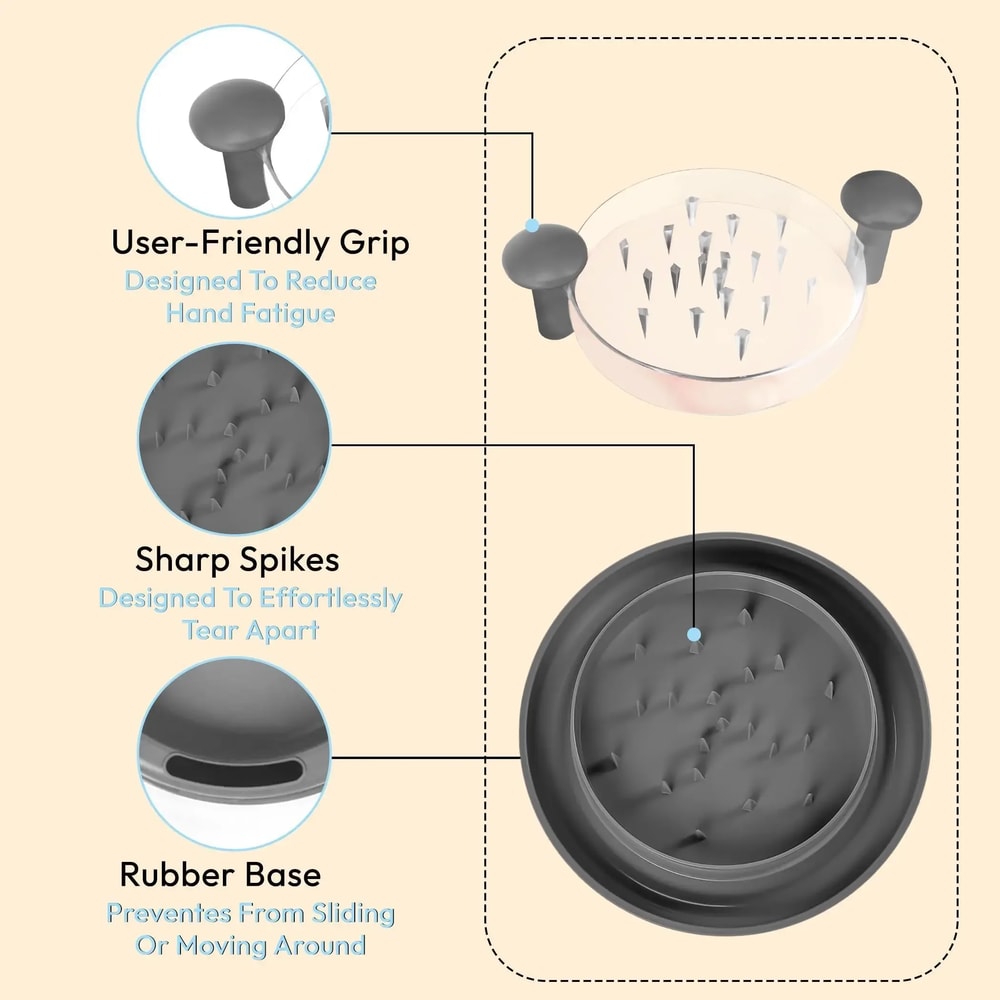 Large AntiSlip Chicken Shredder With Transparent Cover Upgraded Rotating Tool For Chopping Beef Veg 4