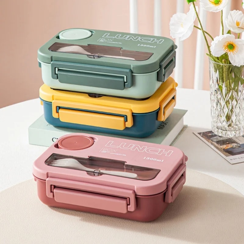 Compartment Box Kids Lunch Box With Fork Spoon Microwave Food Storage Container 0