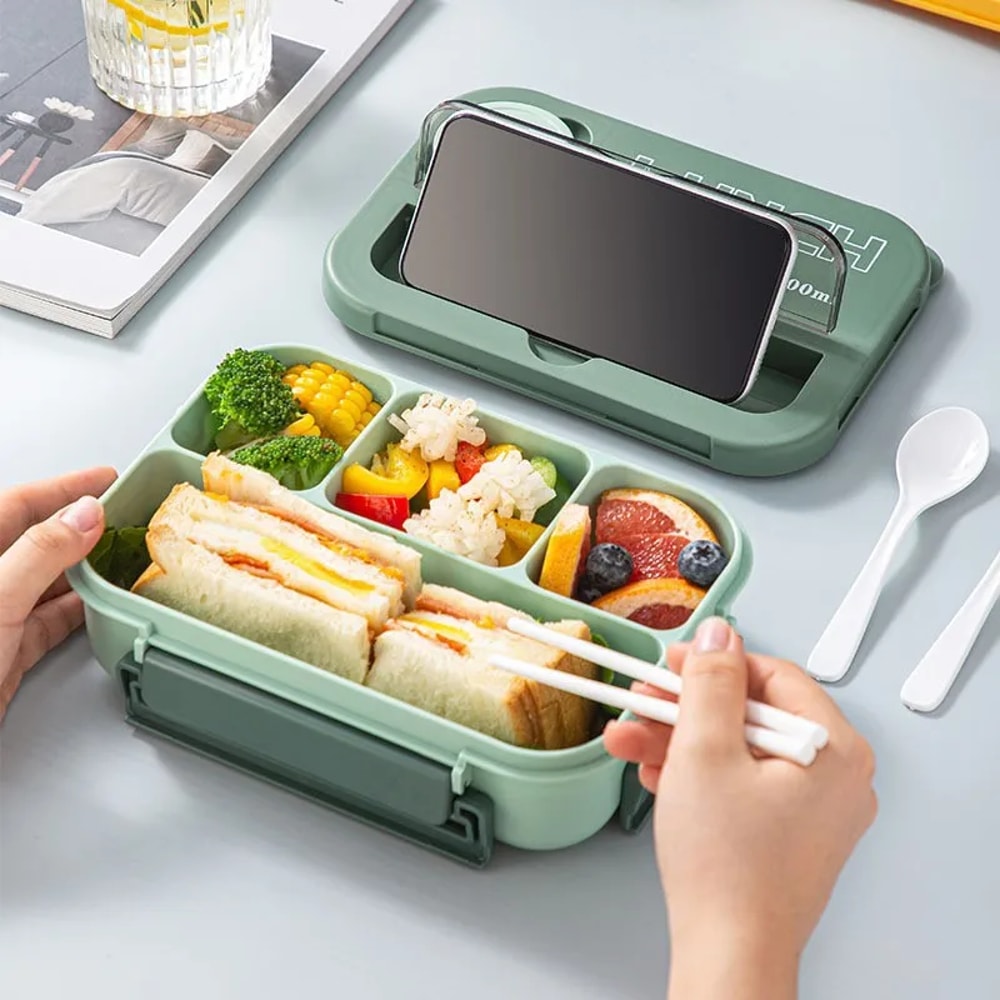 Compartment Box Kids Lunch Box With Fork Spoon Microwave Food Storage Container 2