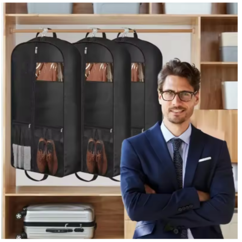 Travel Suit Bag with Zipper Closure – Hanging Clothes Storage Organizer for Shirts, Coats & Dresses