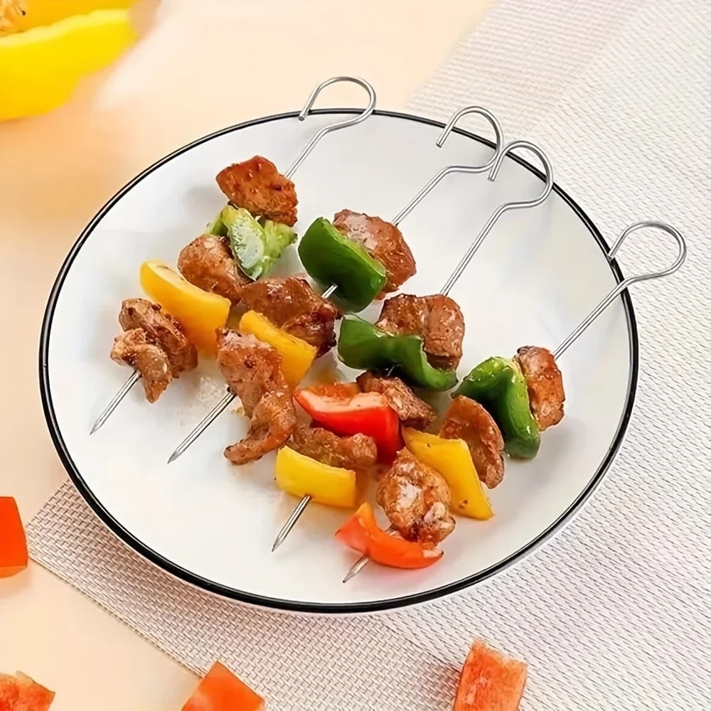 Air Fryer Square Grill Set With Barbecue Skewers Cooking Rack Stainless Steel Air Fryer Accessori 3