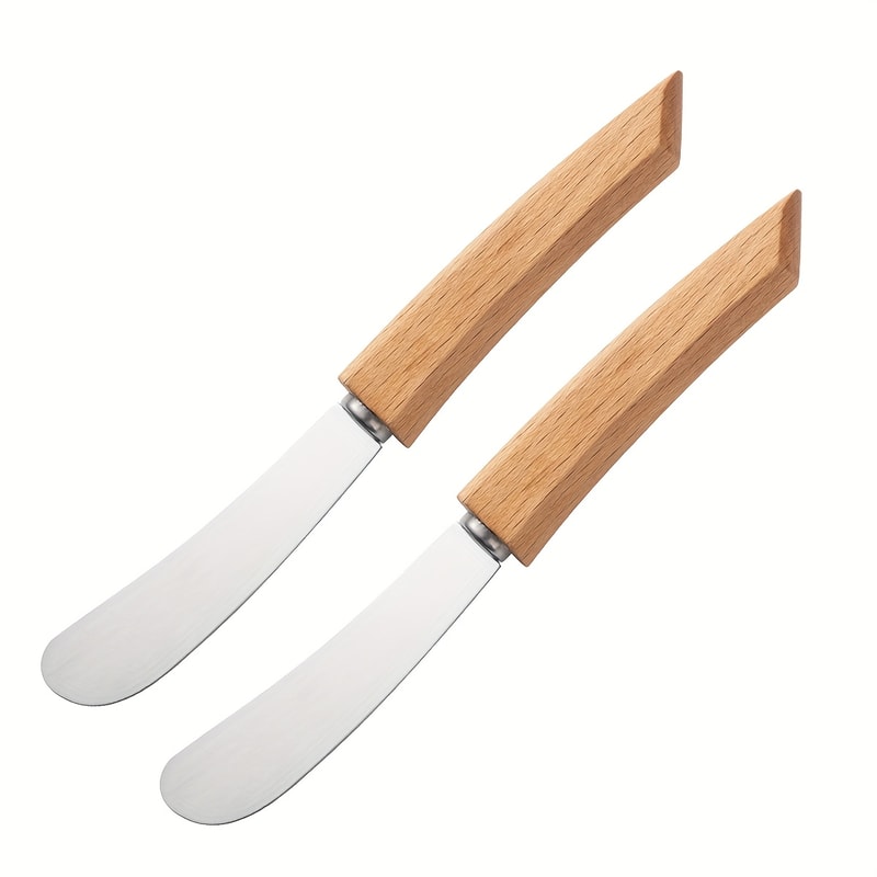 Stainless Steel Butter Knife With Wooden Long Handle Perfect For Spreading Jam Butter And Pastry 6