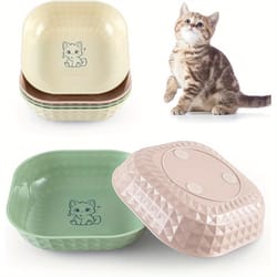 non-slip cat bowls set - whisker fatigue relief, anti-tip dishes for indoor cats