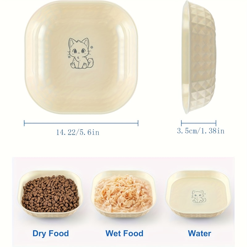 NonSlip Cat Bowls Set Whisker Fatigue Relief AntiTip Dishes For Indoor Cats 5