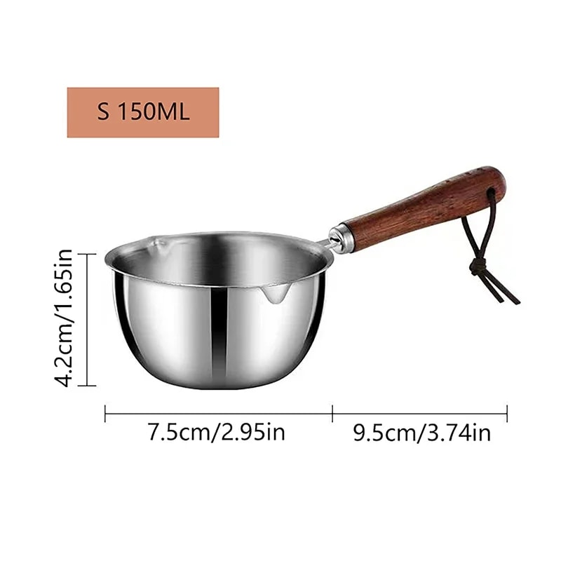 Stainless Steel Milk Pot for Butter & Hot Sauce – Versatile Flat Bottomed Pan