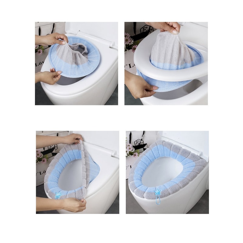 Thick Knitted Toilet Seat Cover Washable Antifreeze Mat Universal Fit 4