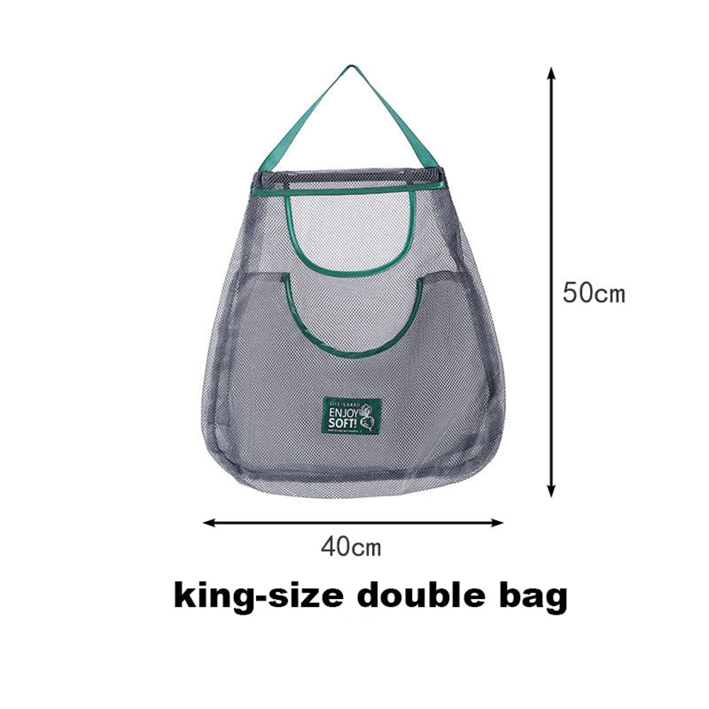 Reusable Hanging Mesh Storage Bags For Fruits Vegetables Garlic And Onions Kitchen Organizer 6