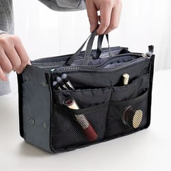 large capacity makeup bag with double zipper travel organizer