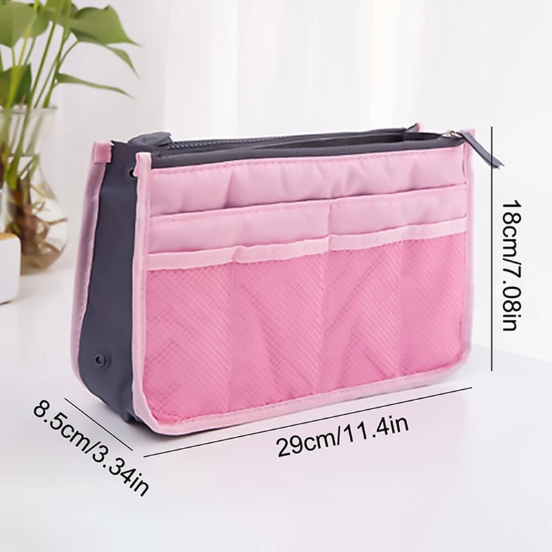 Large Capacity Makeup Bag With Double Zipper Travel Organizer 2