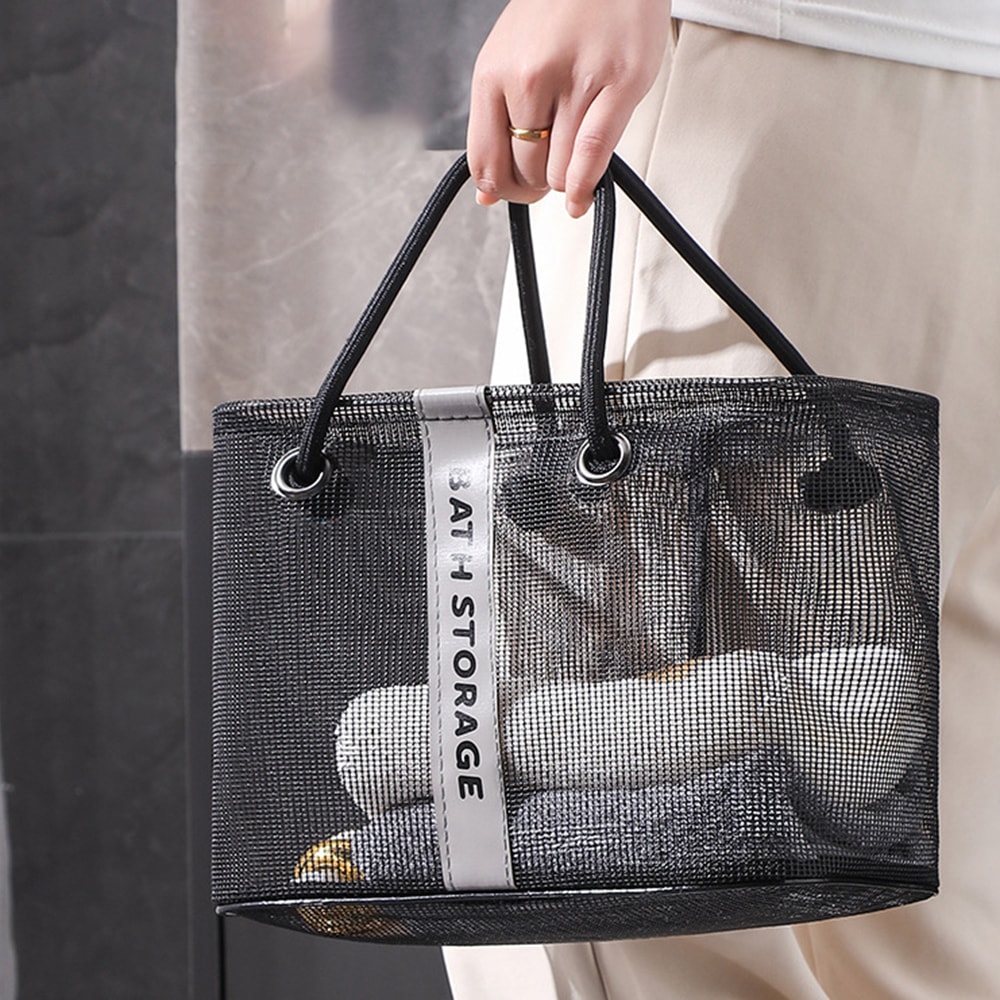 Collapsible Mesh Drain Basket Travel Toiletry Organizer with Carry Handle